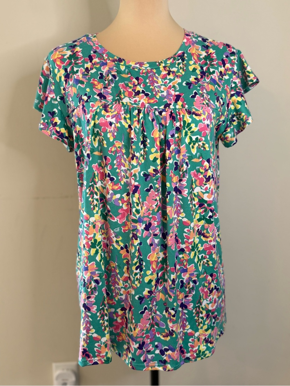 Haptics colorful preppy floral short sleeve baby doll top SM